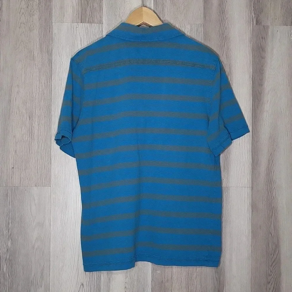 The North Face Blue‎ Grey Striped Polo Short Sleeve Mens Size Medium